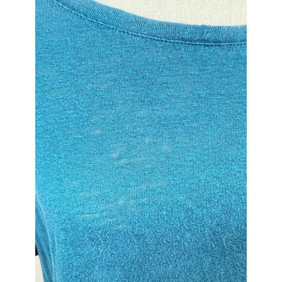 NWOT Eileen Fisher 2X Organic Linen Sustainable Top Teal Normcore Lightweight - Picture 3 of 7